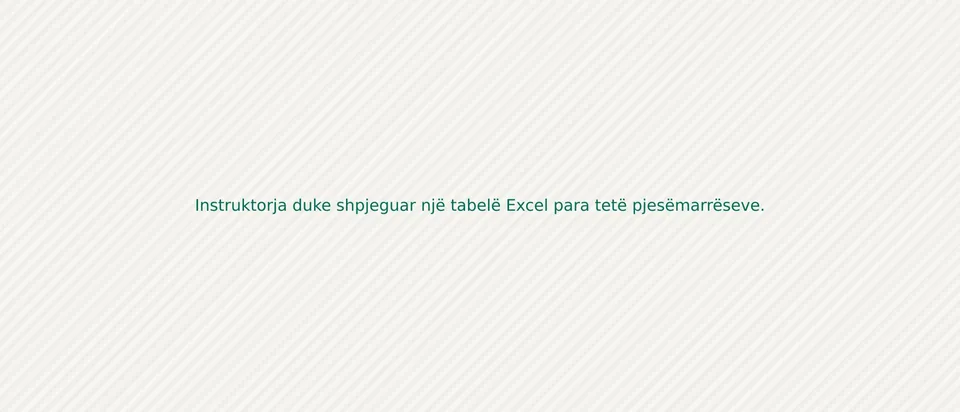Instruktorja duke shpjeguar një tabelë Excel para tetë pjesëmarrëseve.